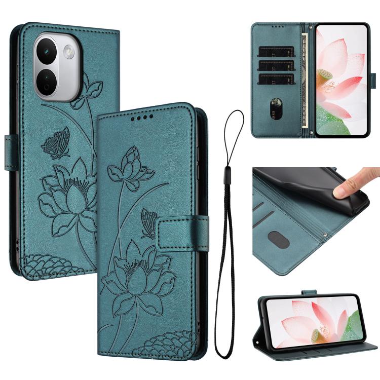 Lotus Embossed Leather Phone Case with Lanyard, For Redmi Note 17 Pro 5G Global 163mm, For Redmi Note 17 Pro+ 5G Global 163mm, For Redmi 17 5G / 4G Global 170mm, For Redmi Note 17 4G Global 171mm, For Redmi 15a 5G, For Redmi A7 Pro 4G 171mm            ...