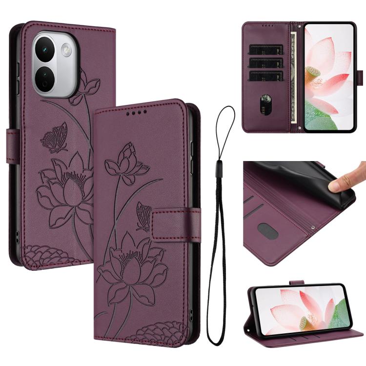 Lotus Embossed Leather Phone Case with Lanyard, For Redmi Note 17 Pro 5G Global 163mm, For Redmi Note 17 Pro+ 5G Global 163mm, For Redmi 17 5G / 4G Global 170mm, For Redmi Note 17 4G Global 171mm, For Redmi 15a 5G, For Redmi A7 Pro 4G 171mm            ...