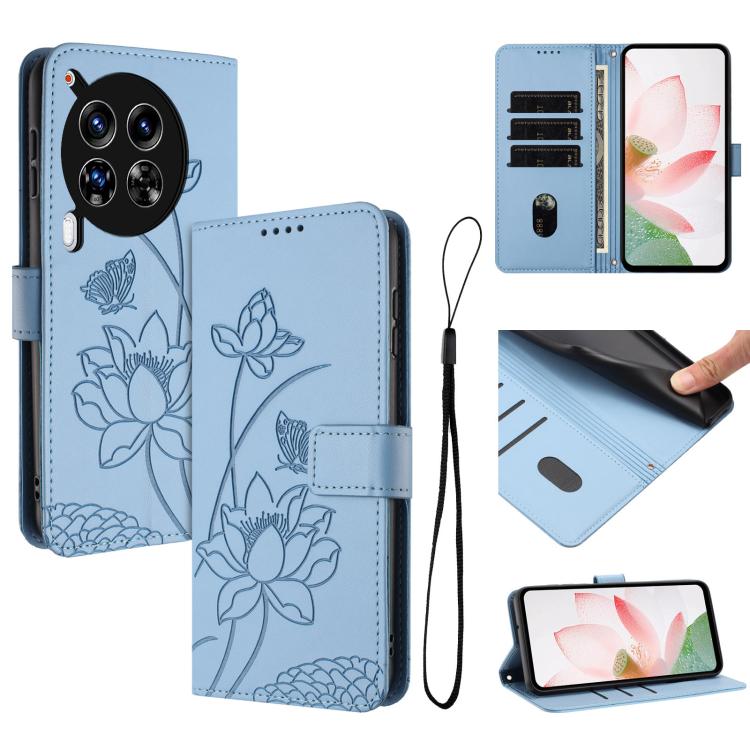 Lotus Embossed Leather Phone Case with Lanyard, For Tecno Camon 40 4G, For Tecno Camon 40 Pro 5G, For Tecno Spark 30C 5G / Pop 9 5G, For Tecno Spark Go 1 / Go 2025 / Go 1S, For Tecno Camon 30S / 30S Pro, For Tecno Pova 6 Neo 5G / Spark 30 5G           ...