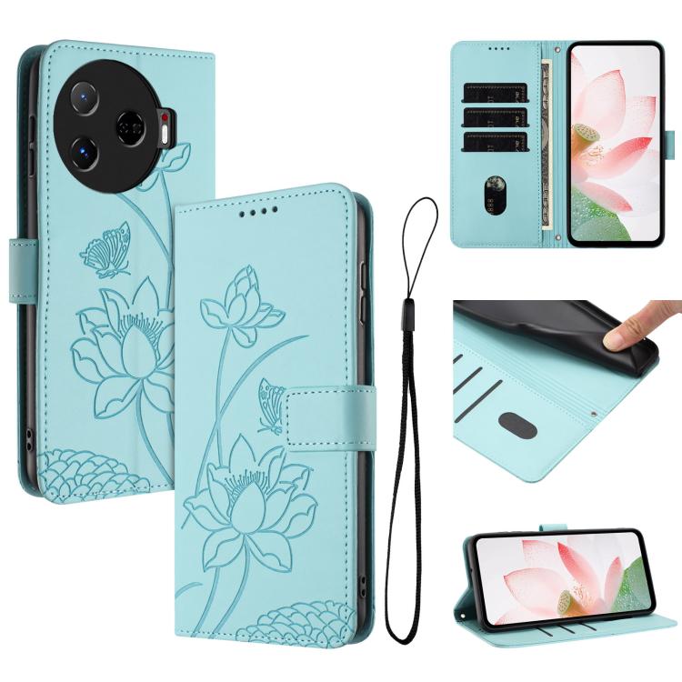 Lotus Embossed Leather Phone Case with Lanyard, For Tecno Camon 40 4G, For Tecno Camon 40 Pro 5G, For Tecno Spark 30C 5G / Pop 9 5G, For Tecno Spark Go 1 / Go 2025 / Go 1S, For Tecno Camon 30S / 30S Pro, For Tecno Pova 6 Neo 5G / Spark 30 5G           ...