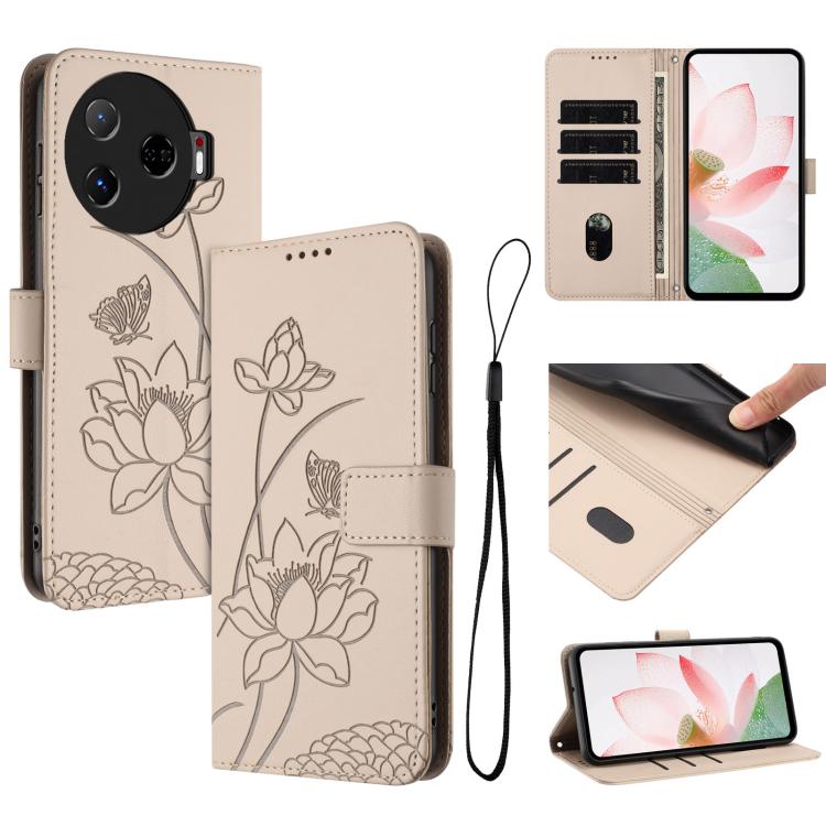 Lotus Embossed Leather Phone Case with Lanyard, For Tecno Camon 40 4G, For Tecno Camon 40 Pro 5G, For Tecno Spark 30C 5G / Pop 9 5G, For Tecno Spark Go 1 / Go 2025 / Go 1S, For Tecno Camon 30S / 30S Pro, For Tecno Pova 6 Neo 5G / Spark 30 5G           ...