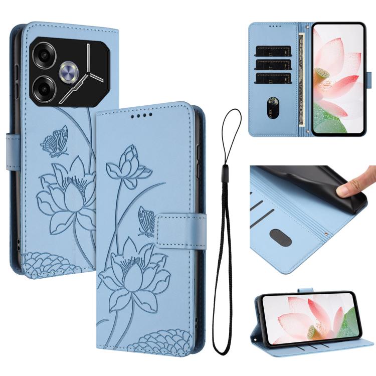 Lotus Embossed Leather Phone Case with Lanyard, For Tecno Camon 40 4G, For Tecno Camon 40 Pro 5G, For Tecno Spark 30C 5G / Pop 9 5G, For Tecno Spark Go 1 / Go 2025 / Go 1S, For Tecno Camon 30S / 30S Pro, For Tecno Pova 6 Neo 5G / Spark 30 5G           ...