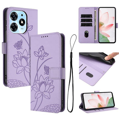 Lotus Embossed Leather Phone Case with Lanyard, For Tecno Spark 20 Pro+ 4G, For Tecno Spark Go 2024, For Tecno Pova 5 Pro, For Tecno Pova Neo 3, For Tecno Pova 5, For Tecno Camon 20 Premier, For Tecno Camon 20 Pro 5G, For Tecno Camon 20 / 20 Pro 4G    ...