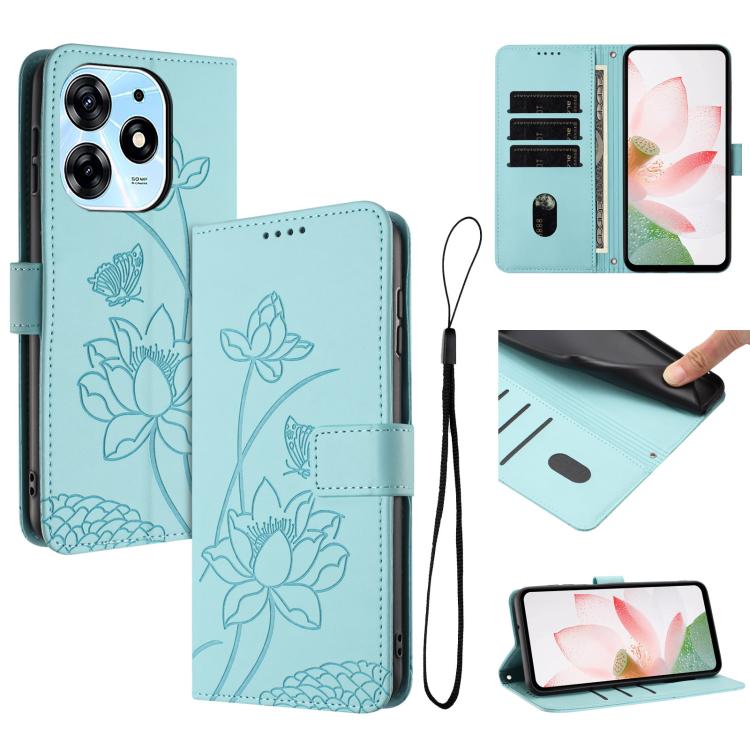 Lotus Embossed Leather Phone Case with Lanyard, For Tecno Spark 20 Pro+ 4G, For Tecno Spark Go 2024, For Tecno Pova 5 Pro, For Tecno Pova Neo 3, For Tecno Pova 5, For Tecno Camon 20 Premier, For Tecno Camon 20 Pro 5G, For Tecno Camon 20 / 20 Pro 4G    ...