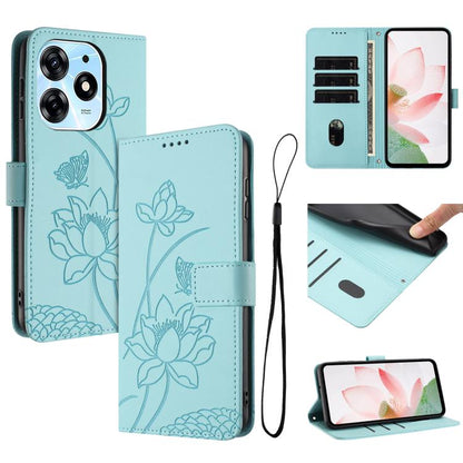 Lotus Embossed Leather Phone Case with Lanyard, For Tecno Spark 20 Pro+ 4G, For Tecno Spark Go 2024, For Tecno Pova 5 Pro, For Tecno Pova Neo 3, For Tecno Pova 5, For Tecno Camon 20 Premier, For Tecno Camon 20 Pro 5G, For Tecno Camon 20 / 20 Pro 4G    ...