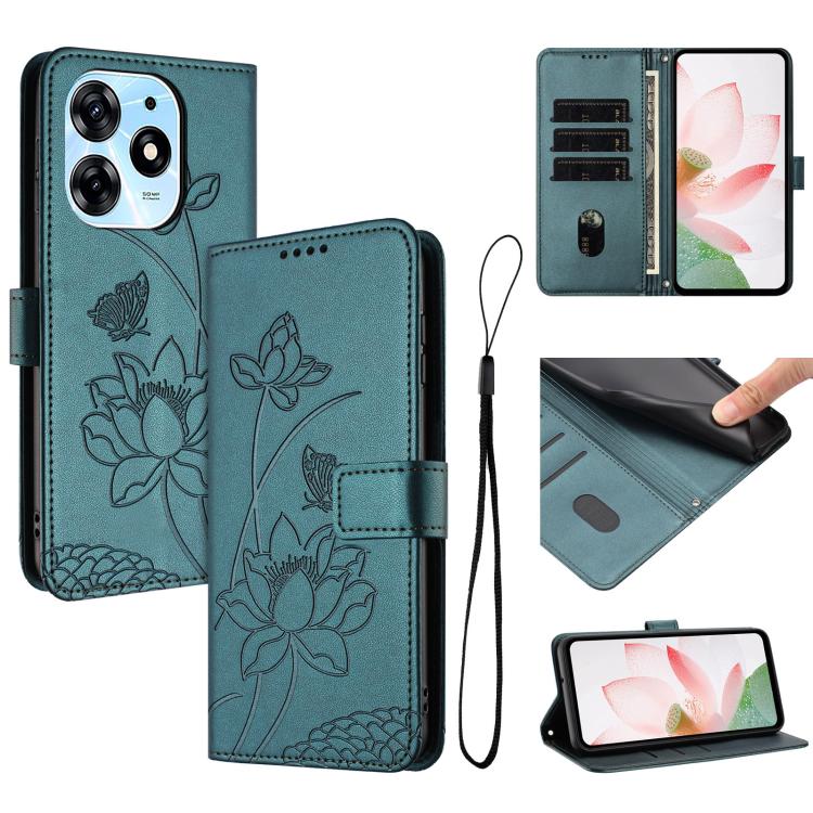 Lotus Embossed Leather Phone Case with Lanyard, For Tecno Spark 20 Pro+ 4G, For Tecno Spark Go 2024, For Tecno Pova 5 Pro, For Tecno Pova Neo 3, For Tecno Pova 5, For Tecno Camon 20 Premier, For Tecno Camon 20 Pro 5G, For Tecno Camon 20 / 20 Pro 4G    ...