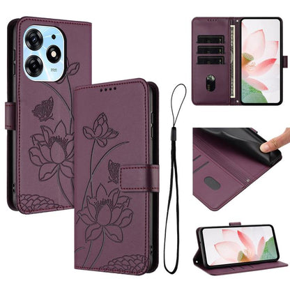Lotus Embossed Leather Phone Case with Lanyard, For Tecno Spark 20 Pro+ 4G, For Tecno Spark Go 2024, For Tecno Pova 5 Pro, For Tecno Pova Neo 3, For Tecno Pova 5, For Tecno Camon 20 Premier, For Tecno Camon 20 Pro 5G, For Tecno Camon 20 / 20 Pro 4G    ...