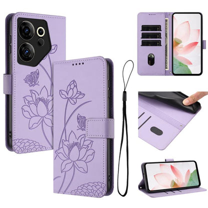 Lotus Embossed Leather Phone Case with Lanyard, For Tecno Spark 20 Pro+ 4G, For Tecno Spark Go 2024, For Tecno Pova 5 Pro, For Tecno Pova Neo 3, For Tecno Pova 5, For Tecno Camon 20 Premier, For Tecno Camon 20 Pro 5G, For Tecno Camon 20 / 20 Pro 4G    ...