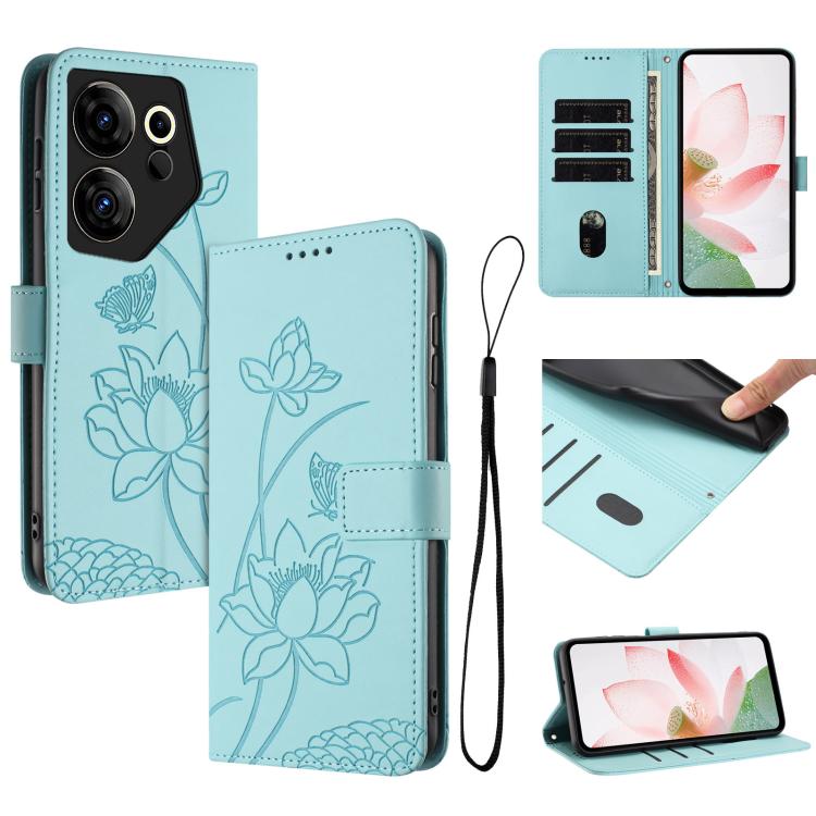 Lotus Embossed Leather Phone Case with Lanyard, For Tecno Spark 20 Pro+ 4G, For Tecno Spark Go 2024, For Tecno Pova 5 Pro, For Tecno Pova Neo 3, For Tecno Pova 5, For Tecno Camon 20 Premier, For Tecno Camon 20 Pro 5G, For Tecno Camon 20 / 20 Pro 4G    ...