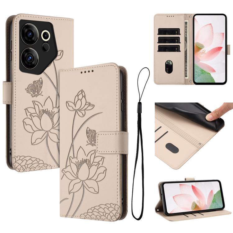 Lotus Embossed Leather Phone Case with Lanyard, For Tecno Spark 20 Pro+ 4G, For Tecno Spark Go 2024, For Tecno Pova 5 Pro, For Tecno Pova Neo 3, For Tecno Pova 5, For Tecno Camon 20 Premier, For Tecno Camon 20 Pro 5G, For Tecno Camon 20 / 20 Pro 4G    ...