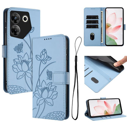 Lotus Embossed Leather Phone Case with Lanyard, For Tecno Spark 20 Pro+ 4G, For Tecno Spark Go 2024, For Tecno Pova 5 Pro, For Tecno Pova Neo 3, For Tecno Pova 5, For Tecno Camon 20 Premier, For Tecno Camon 20 Pro 5G, For Tecno Camon 20 / 20 Pro 4G    ...