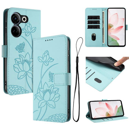 Lotus Embossed Leather Phone Case with Lanyard, For Tecno Spark 20 Pro+ 4G, For Tecno Spark Go 2024, For Tecno Pova 5 Pro, For Tecno Pova Neo 3, For Tecno Pova 5, For Tecno Camon 20 Premier, For Tecno Camon 20 Pro 5G, For Tecno Camon 20 / 20 Pro 4G    ...