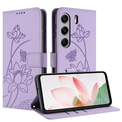 Lotus Embossed Leather Phone Case with Lanyard, For Tecno Camon 40 4G, For Tecno Camon 40 Pro 5G, For Tecno Spark 30C 5G / Pop 9 5G, For Tecno Spark Go 1 / Go 2025 / Go 1S, For Tecno Camon 30S / 30S Pro, For Tecno Pova 6 Neo 5G / Spark 30 5G           ...