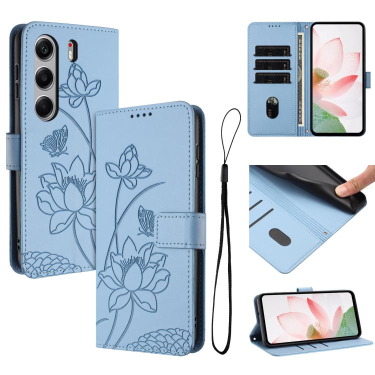 Lotus Embossed Leather Phone Case with Lanyard, For Tecno Camon 40 4G, For Tecno Camon 40 Pro 5G, For Tecno Spark 30C 5G / Pop 9 5G, For Tecno Spark Go 1 / Go 2025 / Go 1S, For Tecno Camon 30S / 30S Pro, For Tecno Pova 6 Neo 5G / Spark 30 5G           ...