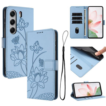 Lotus Embossed Leather Phone Case with Lanyard, For Tecno Camon 40 4G, For Tecno Camon 40 Pro 5G, For Tecno Spark 30C 5G / Pop 9 5G, For Tecno Spark Go 1 / Go 2025 / Go 1S, For Tecno Camon 30S / 30S Pro, For Tecno Pova 6 Neo 5G / Spark 30 5G           ...