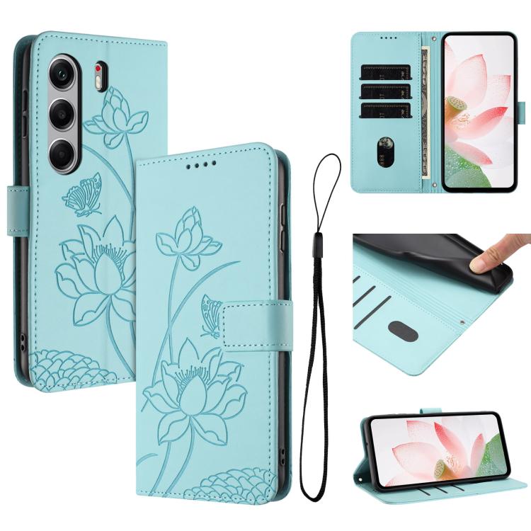 Lotus Embossed Leather Phone Case with Lanyard, For Tecno Camon 40 4G, For Tecno Camon 40 Pro 5G, For Tecno Spark 30C 5G / Pop 9 5G, For Tecno Spark Go 1 / Go 2025 / Go 1S, For Tecno Camon 30S / 30S Pro, For Tecno Pova 6 Neo 5G / Spark 30 5G           ...