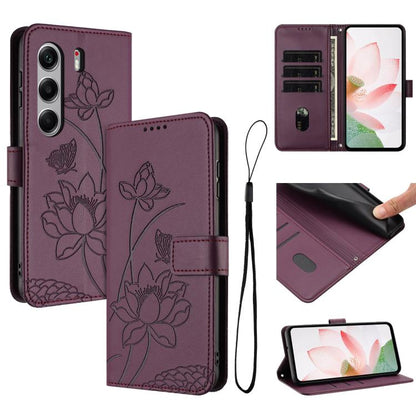 Lotus Embossed Leather Phone Case with Lanyard, For Tecno Camon 40 4G, For Tecno Camon 40 Pro 5G, For Tecno Spark 30C 5G / Pop 9 5G, For Tecno Spark Go 1 / Go 2025 / Go 1S, For Tecno Camon 30S / 30S Pro, For Tecno Pova 6 Neo 5G / Spark 30 5G           ...