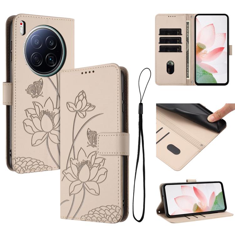 Lotus Embossed Leather Phone Case with Lanyard, For Tecno Camon 40 Premier, For Tecno Camon 40 4G, For Tecno Camon 40 Pro 5G, For Tecno Spark 30C 5G / Pop 9 5G, For Tecno Spark Go 1 / Go 2025 / Go 1S, For Tecno Camon 30S / 30S Pro                      ...