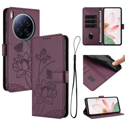 Lotus Embossed Leather Phone Case with Lanyard, For Tecno Camon 40 Premier, For Tecno Camon 40 4G, For Tecno Camon 40 Pro 5G, For Tecno Spark 30C 5G / Pop 9 5G, For Tecno Spark Go 1 / Go 2025 / Go 1S, For Tecno Camon 30S / 30S Pro                      ...