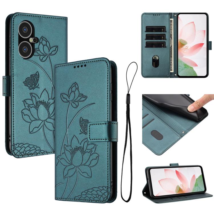 Lotus Embossed Leather Phone Case with Lanyard, For Tecno Spark 20 Pro+ 4G, For Tecno Spark Go 2024, For Tecno Pova 5 Pro, For Tecno Pova Neo 3, For Tecno Pova 5, For Tecno Camon 20 Premier, For Tecno Camon 20 Pro 5G, For Tecno Camon 20 / 20 Pro 4G    ...