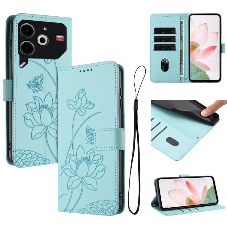 Lotus Embossed Leather Phone Case with Lanyard, For Tecno Camon 40 4G, For Tecno Camon 40 Pro 5G, For Tecno Spark 30C 5G / Pop 9 5G, For Tecno Spark Go 1 / Go 2025 / Go 1S, For Tecno Camon 30S / 30S Pro, For Tecno Pova 6 Neo 5G / Spark 30 5G           ...