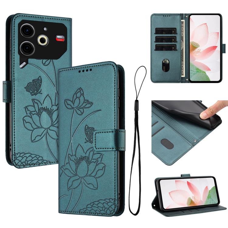 Lotus Embossed Leather Phone Case with Lanyard, For Tecno Camon 40 4G, For Tecno Camon 40 Pro 5G, For Tecno Spark 30C 5G / Pop 9 5G, For Tecno Spark Go 1 / Go 2025 / Go 1S, For Tecno Camon 30S / 30S Pro, For Tecno Pova 6 Neo 5G / Spark 30 5G           ...