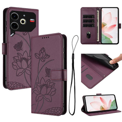 Lotus Embossed Leather Phone Case with Lanyard, For Tecno Camon 40 4G, For Tecno Camon 40 Pro 5G, For Tecno Spark 30C 5G / Pop 9 5G, For Tecno Spark Go 1 / Go 2025 / Go 1S, For Tecno Camon 30S / 30S Pro, For Tecno Pova 6 Neo 5G / Spark 30 5G           ...