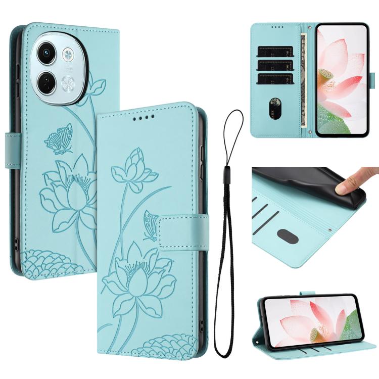 Lotus Embossed Leather Phone Case with Lanyard, For Tecno Camon 40 4G, For Tecno Camon 40 Pro 5G, For Tecno Spark 30C 5G / Pop 9 5G, For Tecno Spark Go 1 / Go 2025 / Go 1S, For Tecno Camon 30S / 30S Pro, For Tecno Pova 6 Neo 5G / Spark 30 5G           ...