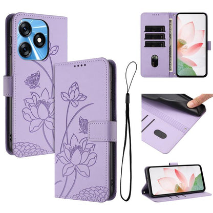Lotus Embossed Leather Phone Case with Lanyard, For Tecno Spark 20 Pro+ 4G, For Tecno Spark Go 2024, For Tecno Pova 5 Pro, For Tecno Pova Neo 3, For Tecno Pova 5, For Tecno Camon 20 Premier, For Tecno Camon 20 Pro 5G, For Tecno Camon 20 / 20 Pro 4G    ...
