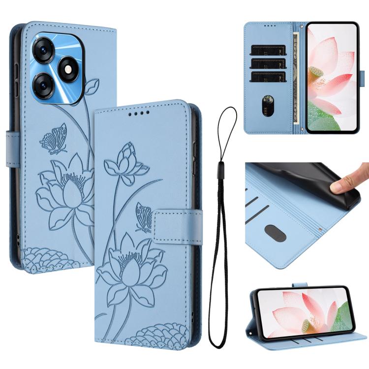 Lotus Embossed Leather Phone Case with Lanyard, For Tecno Spark 20 Pro+ 4G, For Tecno Spark Go 2024, For Tecno Pova 5 Pro, For Tecno Pova Neo 3, For Tecno Pova 5, For Tecno Camon 20 Premier, For Tecno Camon 20 Pro 5G, For Tecno Camon 20 / 20 Pro 4G    ...