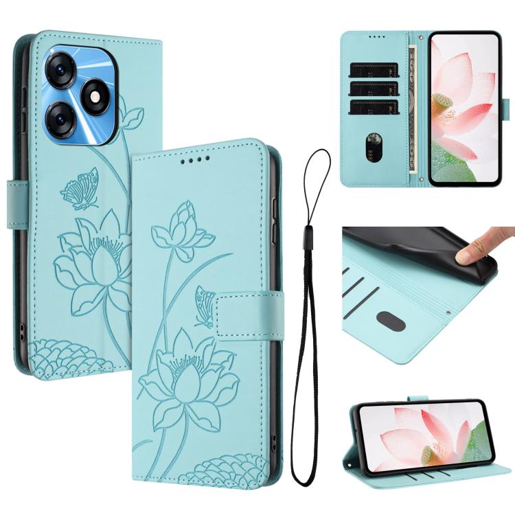 Lotus Embossed Leather Phone Case with Lanyard, For Tecno Spark 20 Pro+ 4G, For Tecno Spark Go 2024, For Tecno Pova 5 Pro, For Tecno Pova Neo 3, For Tecno Pova 5, For Tecno Camon 20 Premier, For Tecno Camon 20 Pro 5G, For Tecno Camon 20 / 20 Pro 4G    ...