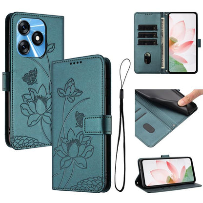 Lotus Embossed Leather Phone Case with Lanyard, For Tecno Spark 20 Pro+ 4G, For Tecno Spark Go 2024, For Tecno Pova 5 Pro, For Tecno Pova Neo 3, For Tecno Pova 5, For Tecno Camon 20 Premier, For Tecno Camon 20 Pro 5G, For Tecno Camon 20 / 20 Pro 4G    ...