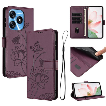 Lotus Embossed Leather Phone Case with Lanyard, For Tecno Spark 20 Pro+ 4G, For Tecno Spark Go 2024, For Tecno Pova 5 Pro, For Tecno Pova Neo 3, For Tecno Pova 5, For Tecno Camon 20 Premier, For Tecno Camon 20 Pro 5G, For Tecno Camon 20 / 20 Pro 4G    ...