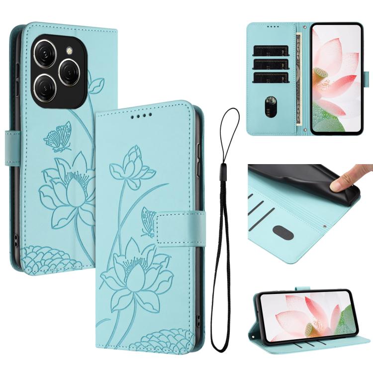 Lotus Embossed Leather Phone Case with Lanyard, For Tecno Camon 40 4G, For Tecno Camon 40 Pro 5G, For Tecno Spark 30C 5G / Pop 9 5G, For Tecno Spark Go 1 / Go 2025 / Go 1S, For Tecno Camon 30S / 30S Pro, For Tecno Pova 6 Neo 5G / Spark 30 5G           ...