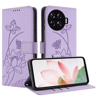 Lotus Embossed Leather Phone Case with Lanyard, For Tecno Spark 20 Pro+ 4G, For Tecno Spark Go 2024, For Tecno Pova 5 Pro, For Tecno Pova Neo 3, For Tecno Pova 5, For Tecno Camon 20 Premier, For Tecno Camon 20 Pro 5G, For Tecno Camon 20 / 20 Pro 4G    ...
