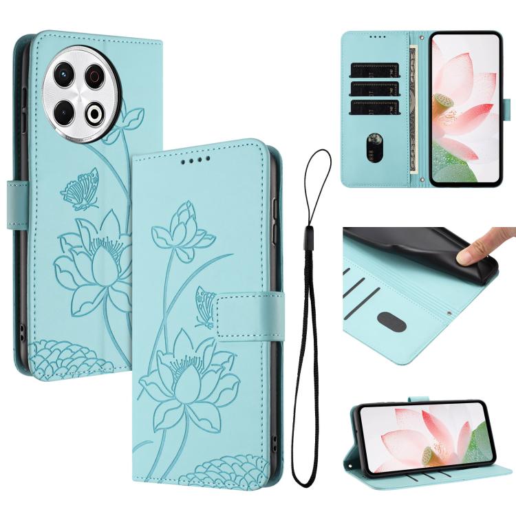 Lotus Embossed Leather Phone Case with Lanyard, For Tecno Camon 40 4G, For Tecno Camon 40 Pro 5G, For Tecno Spark 30C 5G / Pop 9 5G, For Tecno Spark Go 1 / Go 2025 / Go 1S, For Tecno Camon 30S / 30S Pro, For Tecno Pova 6 Neo 5G / Spark 30 5G           ...