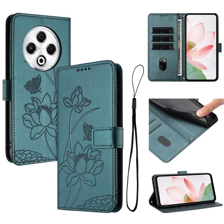 Lotus Embossed Leather Phone Case with Lanyard, For Tecno Camon 40 4G, For Tecno Camon 40 Pro 5G, For Tecno Spark 30C 5G / Pop 9 5G, For Tecno Spark Go 1 / Go 2025 / Go 1S, For Tecno Camon 30S / 30S Pro, For Tecno Pova 6 Neo 5G / Spark 30 5G           ...