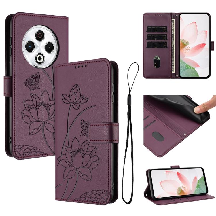 Lotus Embossed Leather Phone Case with Lanyard, For Tecno Camon 40 4G, For Tecno Camon 40 Pro 5G, For Tecno Spark 30C 5G / Pop 9 5G, For Tecno Spark Go 1 / Go 2025 / Go 1S, For Tecno Camon 30S / 30S Pro, For Tecno Pova 6 Neo 5G / Spark 30 5G           ...