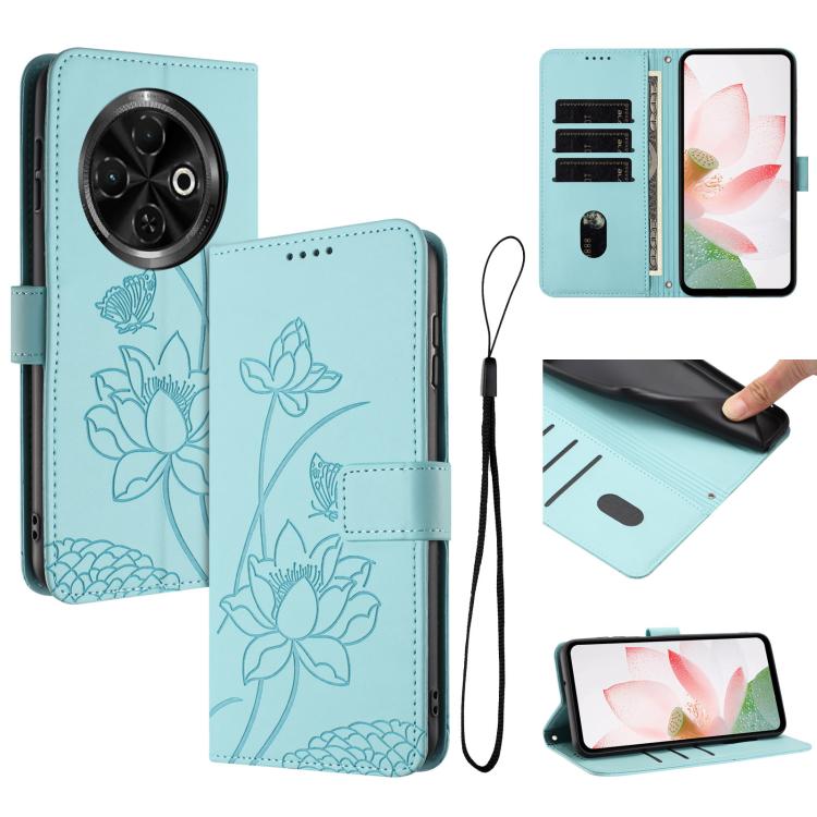 Lotus Embossed Leather Phone Case with Lanyard, For Tecno Camon 40 4G, For Tecno Camon 40 Pro 5G, For Tecno Spark 30C 5G / Pop 9 5G, For Tecno Spark Go 1 / Go 2025 / Go 1S, For Tecno Camon 30S / 30S Pro, For Tecno Pova 6 Neo 5G / Spark 30 5G           ...