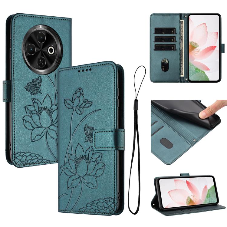 Lotus Embossed Leather Phone Case with Lanyard, For Tecno Camon 40 4G, For Tecno Camon 40 Pro 5G, For Tecno Spark 30C 5G / Pop 9 5G, For Tecno Spark Go 1 / Go 2025 / Go 1S, For Tecno Camon 30S / 30S Pro, For Tecno Pova 6 Neo 5G / Spark 30 5G           ...