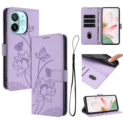 Lotus Embossed Leather Phone Case with Lanyard, For Tecno Camon 40 4G, For Tecno Camon 40 Pro 5G, For Tecno Spark 30C 5G / Pop 9 5G, For Tecno Spark Go 1 / Go 2025 / Go 1S, For Tecno Camon 30S / 30S Pro, For Tecno Pova 6 Neo 5G / Spark 30 5G           ...