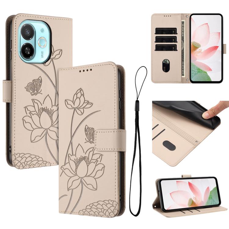 Lotus Embossed Leather Phone Case with Lanyard, For Tecno Camon 40 4G, For Tecno Camon 40 Pro 5G, For Tecno Spark 30C 5G / Pop 9 5G, For Tecno Spark Go 1 / Go 2025 / Go 1S, For Tecno Camon 30S / 30S Pro, For Tecno Pova 6 Neo 5G / Spark 30 5G           ...