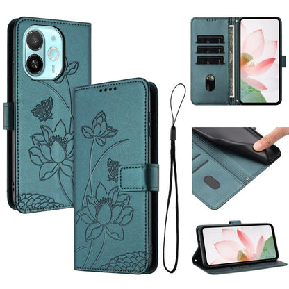 Lotus Embossed Leather Phone Case with Lanyard, For Tecno Camon 40 4G, For Tecno Camon 40 Pro 5G, For Tecno Spark 30C 5G / Pop 9 5G, For Tecno Spark Go 1 / Go 2025 / Go 1S, For Tecno Camon 30S / 30S Pro, For Tecno Pova 6 Neo 5G / Spark 30 5G           ...