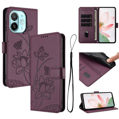 Lotus Embossed Leather Phone Case with Lanyard, For Tecno Camon 40 4G, For Tecno Camon 40 Pro 5G, For Tecno Spark 30C 5G / Pop 9 5G, For Tecno Spark Go 1 / Go 2025 / Go 1S, For Tecno Camon 30S / 30S Pro, For Tecno Pova 6 Neo 5G / Spark 30 5G           ...