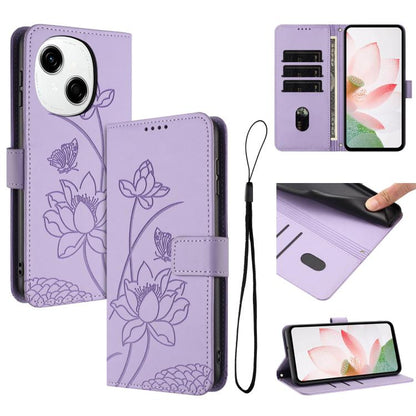 Lotus Embossed Leather Phone Case with Lanyard, For Tecno Camon 40 4G, For Tecno Camon 40 Pro 5G, For Tecno Spark 30C 5G / Pop 9 5G, For Tecno Spark Go 1 / Go 2025 / Go 1S, For Tecno Camon 30S / 30S Pro, For Tecno Pova 6 Neo 5G / Spark 30 5G           ...