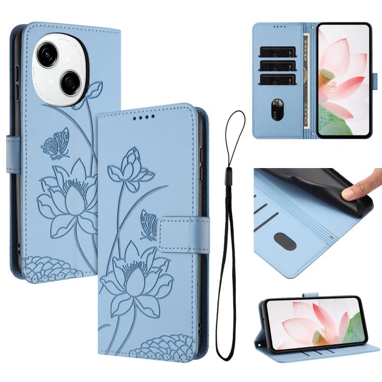 Lotus Embossed Leather Phone Case with Lanyard, For Tecno Camon 40 4G, For Tecno Camon 40 Pro 5G, For Tecno Spark 30C 5G / Pop 9 5G, For Tecno Spark Go 1 / Go 2025 / Go 1S, For Tecno Camon 30S / 30S Pro, For Tecno Pova 6 Neo 5G / Spark 30 5G           ...