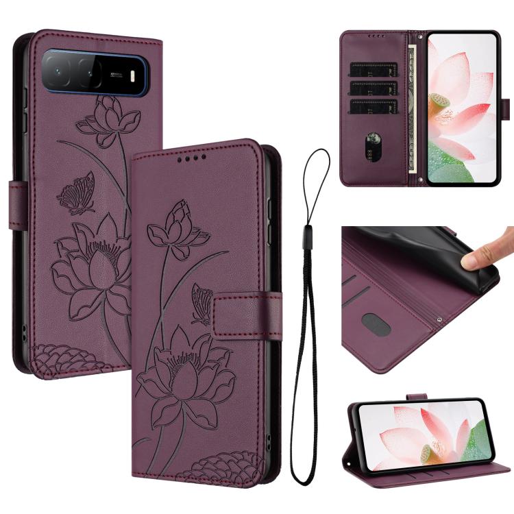 Lotus Embossed Leather Phone Case with Lanyard, For Tecno Camon 40 4G, For Tecno Camon 40 Pro 5G, For Tecno Spark 30C 5G / Pop 9 5G, For Tecno Spark Go 1 / Go 2025 / Go 1S, For Tecno Camon 30S / 30S Pro, For Tecno Pova 6 Neo 5G / Spark 30 5G           ...