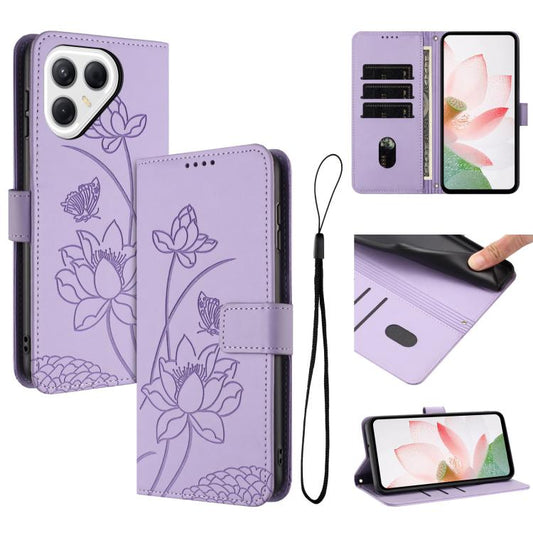 Lotus Embossed Leather Phone Case with Lanyard, For Tecno Pova 8 5G, For Tecno Spark 50 5G, For Tecno Spark 50 4G, For Tecno Camon 50 Pro 4G, For Tecno Camon 50 4G, For Tecno Spark Go 3, For Tecno Pova Slim, For Tecno Spark 40C, For Tecno Pova 7 Pro   ...