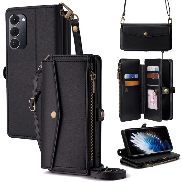 Zipper Wallet Side Buckle Crossbody Lanyard Leather Phone Case, For Tecno Pova Curve 2 5G, For Tecno Camon 50 Pro 4G, For Tecno Camon 50 4G, For Tecno Pova Slim 5G / Spark Slim 4G, For Tecno Pova 7 Pro, For Tecno Pova 7 5G, For Tecno Pop 10 4G         ...