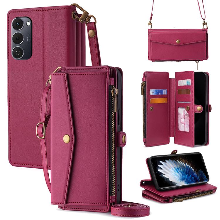 Zipper Wallet Side Buckle Crossbody Lanyard Leather Phone Case, For Tecno Pova Curve 2 5G, For Tecno Camon 50 Pro 4G, For Tecno Camon 50 4G, For Tecno Pova Slim 5G / Spark Slim 4G, For Tecno Pova 7 Pro, For Tecno Pova 7 5G, For Tecno Pop 10 4G         ...